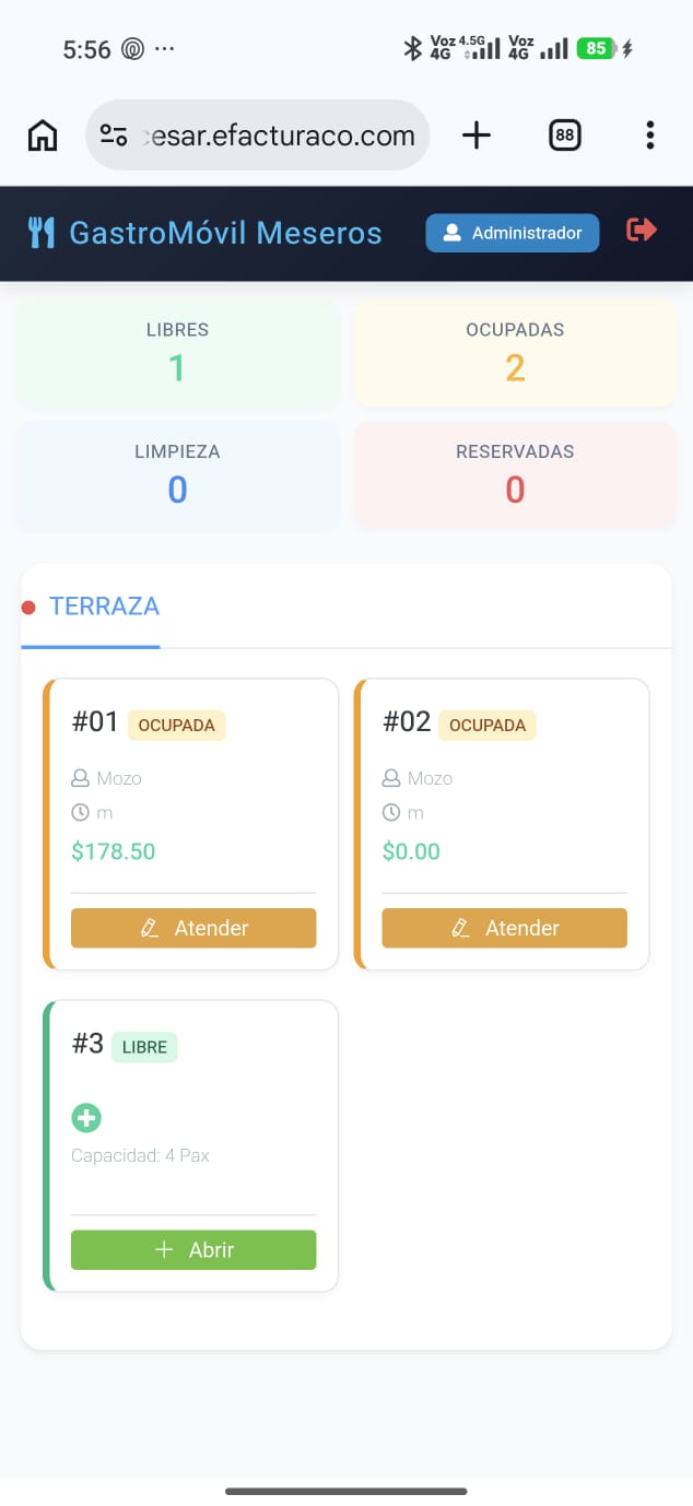 App móvil para meseros - GastroBar PRO
